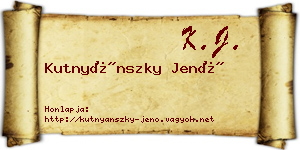 Kutnyánszky Jenő névjegykártya